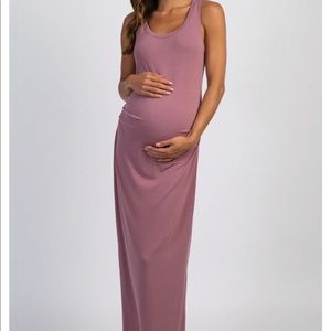PinkBlush Mauve Solid Sleeveless Fitted Maternity Maxi Dress